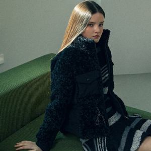 [에고이스트]페이크퍼 믹스 허리 스트링 점퍼 EQ4NZ161