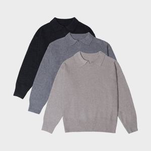 오픈 카라넥 조직물 니트 3종택1 IMFFMKN159