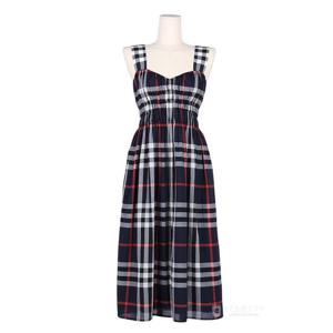 버버리 달리아 하우스체크 셔링 민소매 원피스 네이비 80994101