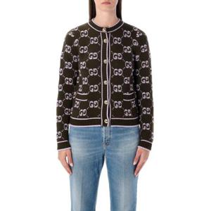 구찌 GG 울 부클 자카드 가디건 713300XKCNA 3039 MILTARY LILAC