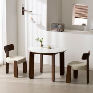 페피 원형 원목 포세린세라믹 식탁세트 1000식탁+모아이의자2