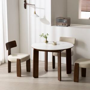 페피 원형 원목 포세린세라믹 식탁세트 1000식탁+모아이의자4