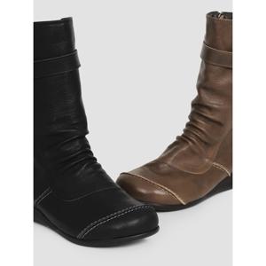 [지쎄공식몰] 천연가죽 여성수제화 루엘 미들 털 부츠 GIS-47208