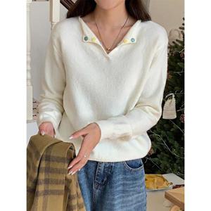 [카라]KARRA 컬러버튼오픈넥니트_A5W0627