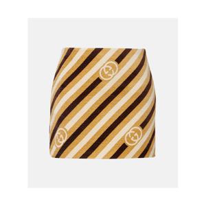 구찌 Interlocking G 스트라이프 벨벳 셔닐 미니스커트 P01119289