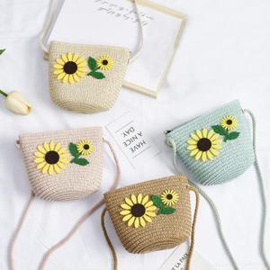 (별별창고) 미니 해바라기 손목 라피아 휴양지 토트