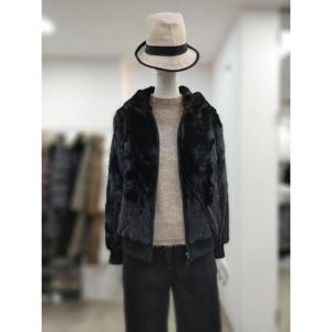 SI 세이브존04 천연모피 밍크 후드 점퍼 SJH1186840BK