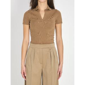 막스마라 브이넥 포인티드 칼라 울 니트 폴로 티셔츠 261136117