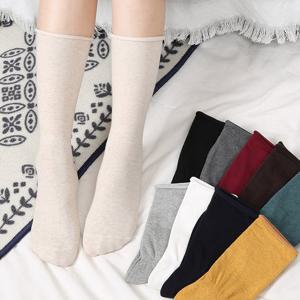 [무료배송] 여성 롱 무지 돌돌이 장목양말 5켤레 국내생산 무압박 조리원 산모 여자 겨울 긴목 흰 학생