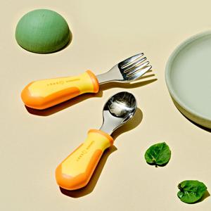 글라스락 베이비 스텐 수저 세트 (옐로우)