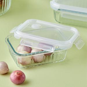 네오플램 웨이브락 내열유리 밀폐용기 V(스팀홀) 직사각 370ml