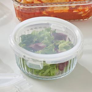 네오플램 웨이브락 내열유리 밀폐용기 투명 원형 620ml