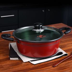 선학 레드 블랙 넘침 방지 냄비 양수 24호