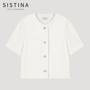 [SISTINA] 인기 트위드 라운드넥 반팔 자켓_AWWJKO21720_IV