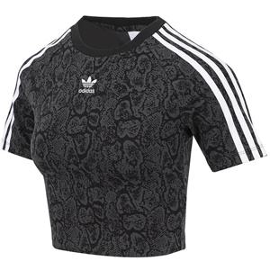 [정품] 아디다스 W 스네이크 올오버 프린트 3스트라이프 베이비 크롭 티 (JI8408)