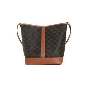 셀린느 트리옹프 캔버스   카프스킨 미디움 버킷백 탄 191132CAS-04LU