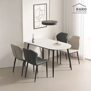 라로퍼니처 앤디 1350 반타원 통 세라믹 4인 식탁 세트 (식탁+의자4)