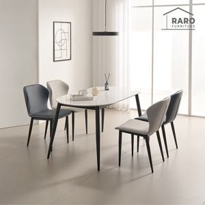 라로퍼니처 앤디 1500 유광 타원 통 세라믹 4인 식탁 세트 (식탁+의자4)