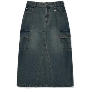 와키윌리 여성 데님 롱카고 스커트 B1 WA2503SR75 BL BK