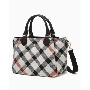 닥스골프 여성 베이지 체크 가죽 토트백DNGF5F956I1