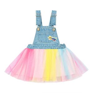 [게스키즈]레인보우 샤 멜빵 데님 원피스 (G32DAO080-T)