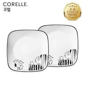 코렐 스누피앤찰리에디션 사각중접시 2P