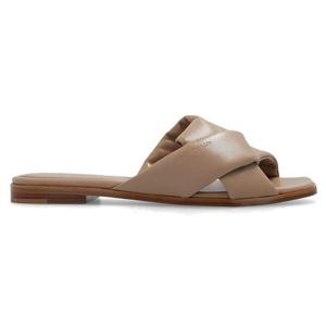 26 SS 페라가모 로고 디테일 크로스 노트 레더 슬립온 샌들 라이트브라운 760882