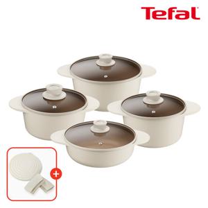 테팔 인덕션 주물 아이콘 냄비 4종(양수18+20+곰솥24+전골24)(+실리콘 냄비손잡이+냄비받침)