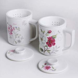 레트로 본 차이나 핸들뚜껑 도자기 필터머그 450ml