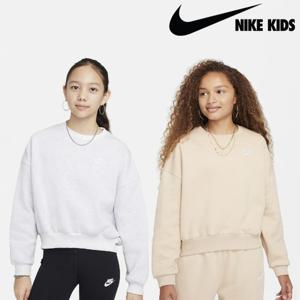 [나이키키즈(플레이키즈)]나이키 걸즈 클럽 박시 샤인 LBR 맨투맨 티셔츠 8-15세 A244SW344P