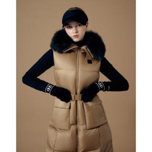 [헤지스골프]골드 여성 중량 긴기장 다운 베스트 (HWJU4D753GD)