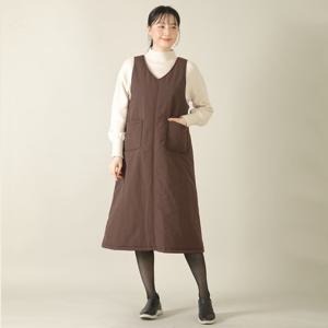 애비뉴투지 엄마옷 브이 솜 패딩 겨울 조끼 A라인 주머니 롱 원피스 K13542