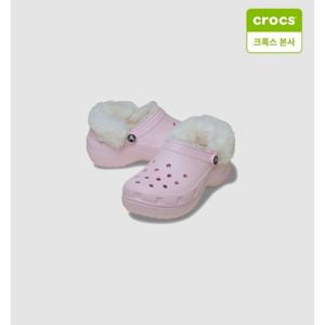 [크록스 본사] 클래식 플랫폼 퍼즈 라인드 클로그 핑크 밀크 (212854-6ZW))