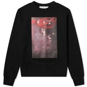 오프화이트 스프레이 카라바지오 애로우 맨투맨 블랙 OMBA025S21FLE0091001