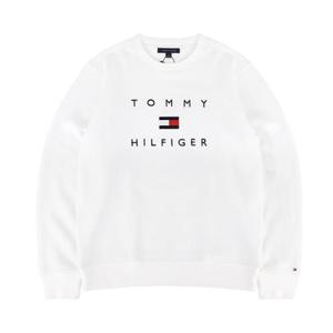 [타미힐피거]공용 스택트 자수 로고 플리스 크루넥 맨투맨 화이트 (T9708)