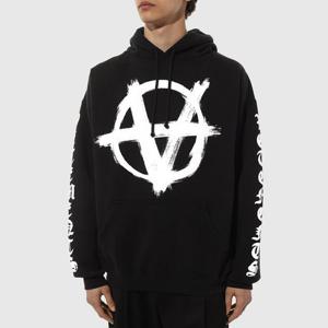 베트멍 SS 더블 아나키 로고 오버핏 후드티 블랙 화이트 UE63HD341X
