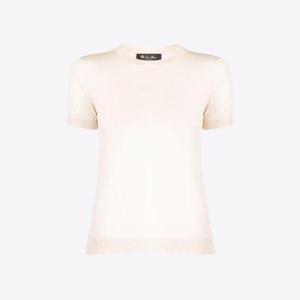 로로피아나 여성 발 디 오르샤 클래식 캐시미어 크루넥 스웨트 반팔 라이스밀크 FAM7976 A08U