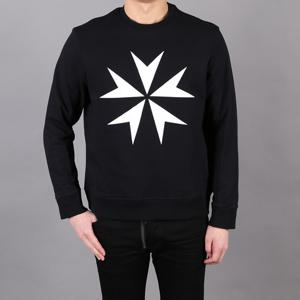 닐바렛 스타패턴 프린트 맨투맨 블랙 PBJS380S