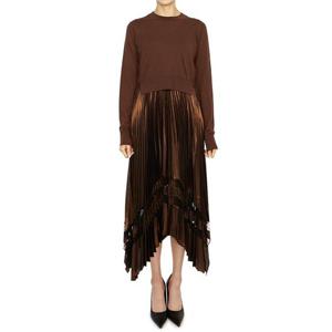 올세인츠 나디아 포일 여성 민소매 롱 플리츠 원피스 WD138Z PALE CACAO BLACK (니트 세트)