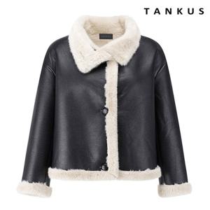 [탱커스] 빈티지 무스탕 레더 하이넥 퍼 배색 자켓 (TX4JK032L0)