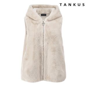[탱커스] 후드 집업 소프트 페이크 퍼 베스트 (TX4VT015L0)