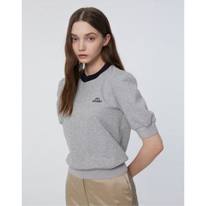 질스튜어트 뉴욕 여성 25SS 그레이 로고자수 면 혼방 반팔티셔츠 WJTS5B720G1