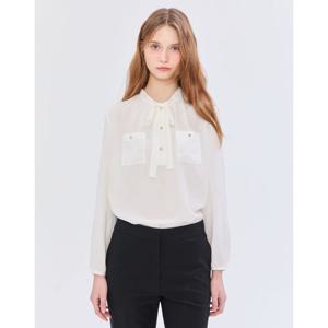 질스튜어트 뉴욕 여성 25SS 화이트 셔링장식 긴팔블라우스 WJBL5B111OW