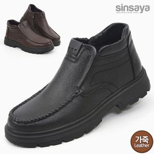 [신사야]가죽 털안감 컴포트 짚업 앵클 남성부츠 25S079