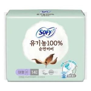 쏘피 유기 농 순면커버 생리대 대형 날개 14입X4개