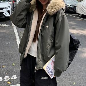 [올리비에스클로젯]오버핏 퍼 후드 집업 야상점퍼_O2512JP023D