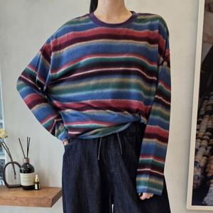 [올리비에스클로젯] 배색 단가라 오버핏 티셔츠_O2512TS217D