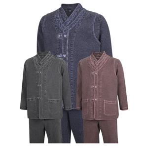 [파파브로] 남성 꽃무늬매듭 단추 생활한복 상하의 조끼 세트 SS-HBW-Q005