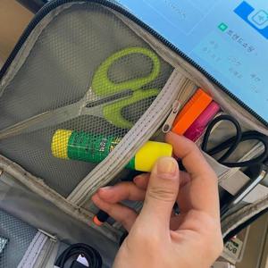 대용량 2단 전자기기 파우치 블랙