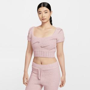 나이키반팔티 SQJ HV2771-667 스포츠웨어 피닉스 코지 부클레 여성 반팔 크롭 니트 탑